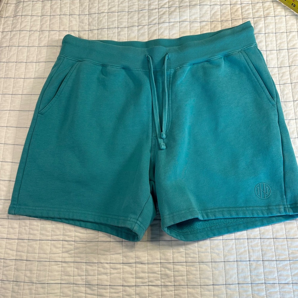Ninth Hall Fundamentals Mens Teal Fleece Shorts Size L Organic Cotton Blend - Picture 1 of 9